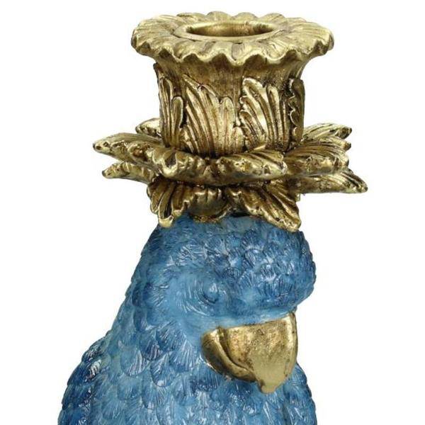 Kerzenständer – Blauer Vogel – ↑36 cm – Dekorativer Kerzenhalter aus Polyresin – Künstlerische Dekofigur – Einzigartige Wohnaccessoires 