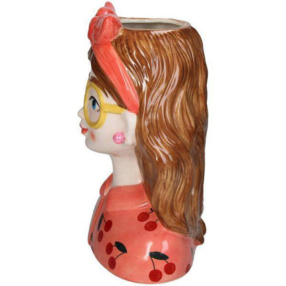 Design-Vase „Jessie“ – Fashion Lady mit Brille & Haarband – 27 cm – Modernes Wohnaccessoire aus Polyresin – Vase & Dekoobjekt in einem 