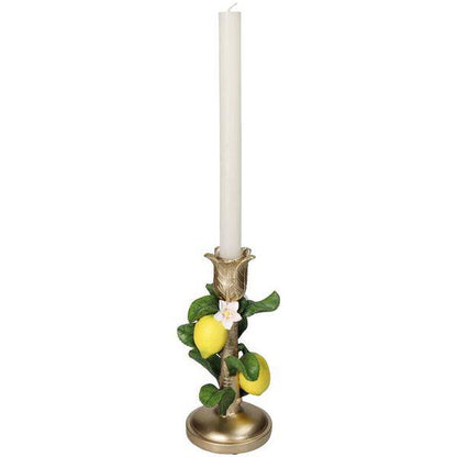 Kerzenständer Zitrone – 22 cm – Sommerlicher Kerzenhalter mit Zitronen-Motiv – Bunte Tischdeko 