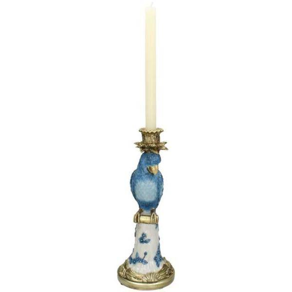 Kerzenständer – Blauer Vogel – ↑36 cm – Dekorativer Kerzenhalter aus Polyresin – Künstlerische Dekofigur – Einzigartige Wohnaccessoires 
