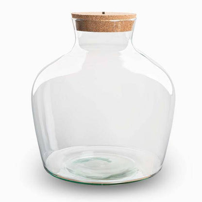 Flaschengarten – Terrarienflasche Fat Joe – geschlossenes Terrarium mit Korkdeckel – H30cm – Klarglas – aus recyceltem Glas – DIY Pflanzengefäß 