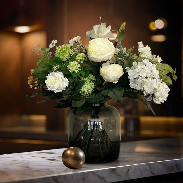 Kunstblumen - Blumenstrauß - Bouquet M - Weißer Traum - 60 cm 