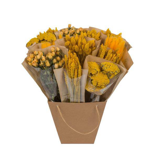 Getrocknete Blumen – Mono Mix Gelb – Handgebundener Strauß – ca. 50cm hoch – natürliche Dekoration für Vasen und Wohnräume 