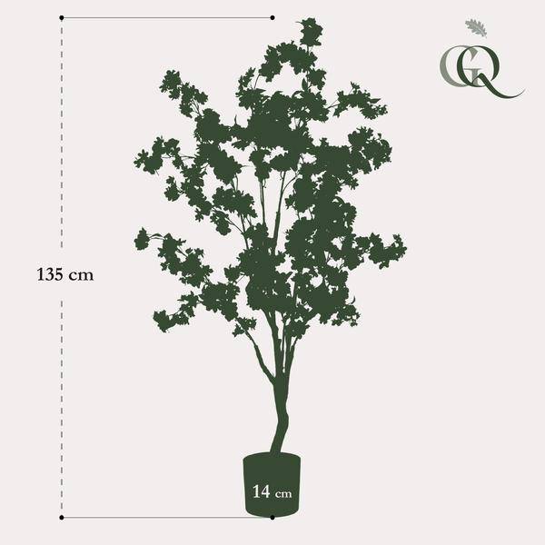 Kunstpflanze Prunus Kirschblüte Weiß – 135cm – Dekopflanze künstlich – täuschend echt – langlebige Blüten für Wohnzimmer Büro oder Event 