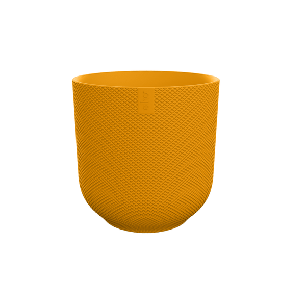 Pflanztopf Jazz Round – Bernsteingelb – D26cm x H24cm – Moderner Blumentopf in runder Form – Dekorativer Kunststofftopf für Innen- & Außenbereiche 