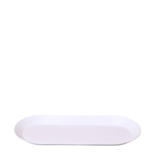 Ovales Tablett – Weiß – Metalltablett 30x13cm – Dekoteller für Pflanzen, Töpfe & Wohnaccessoires – Stilvolle Basis für Orchideen & Deko-Sets 