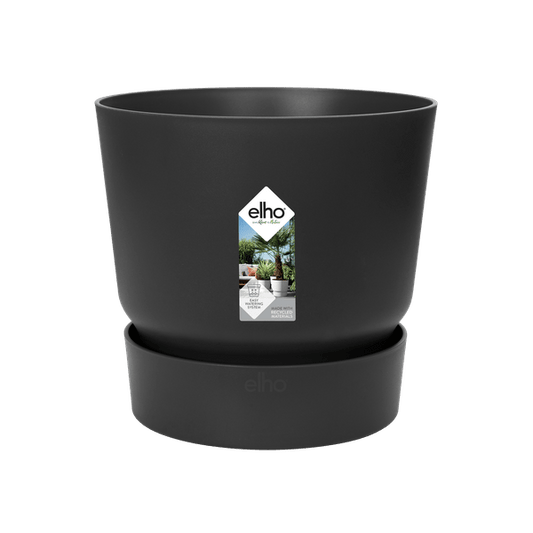Topf Greenville Rund Schwarz – Ø14cm x H13cm – Moderner Pflanzkübel aus robustem Kunststoff – Blumentopf für Innen- und Außenbereich 