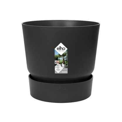 Greenville Pflanztopf Schwarz – D24 x H23 – Moderner Blumentopf für Innen & Außen – Stilvolles Pflanzgefäß – Dekorativer Übertopf für Zimmer- & Gartenpflanzen 