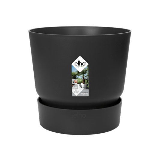 Greenville Pflanztopf Schwarz – D24 x H23 – Moderner Blumentopf für Innen & Außen – Stilvolles Pflanzgefäß – Dekorativer Übertopf für Zimmer- & Gartenpflanzen 