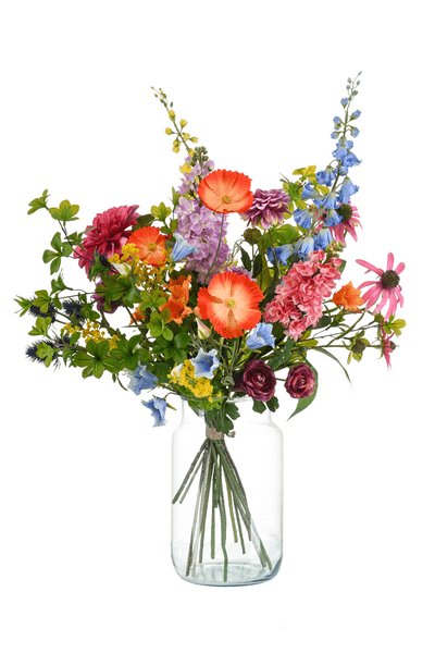 Künstliche Blumen – Strauß Electric Love – ca. 90cm hoch – Hochwertiger Kunstblumenstrauß in leuchtenden Farben – Dekoration für Wohnzimmer, Schlafzimmer & Büro – Pflegeleichte Kunstpflanze 