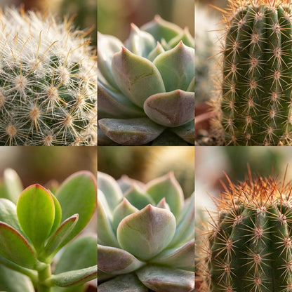 Kakteen & Sukkulenten Mix – 6 Pflanzen – Ø5,5cm – Höhe 5–10cm – Echte Mini Kakteen & Sukkulenten – Pflegeleichte Zimmerpflanzen für Deko & Geschenk 