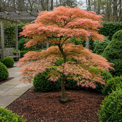 Japanischer Ahorn Acer palmatum Iyoshi – Rosa Balkonpflanze – Ø19cm – Höhe ca. 70cm – Fein geschnittener Zierahorn für Beet & Balkon 