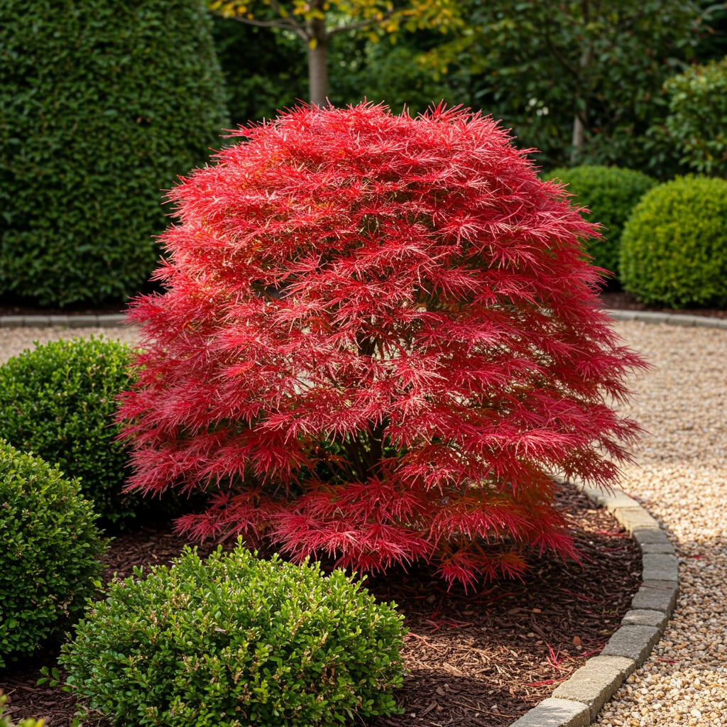 Japanischer Ahorn – Acer palmatum 'Shaina' – ca. 70 cm hoch – Topf Ø19 cm – kompakte Sorte mit tiefrotem Laub – Balkon- & Gartenpflanze 