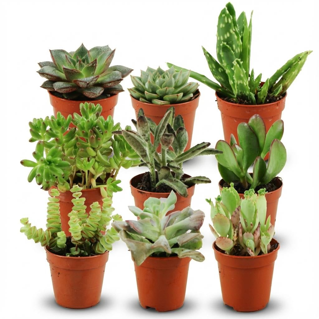 Mini Sukkulenten Mix – 9 Pflanzen – Ø5,5cm – Höhe 5–10cm – Pflegeleichte Zimmerpflanzen – Kleine Sukkulenten für Schalen Fensterbank & Wohnraum 